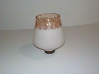 Antique Art Deco Vintage Glass Lamp Shade Pink Satin Frosted Metal Threaded End