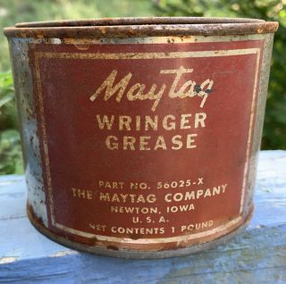 Vintage Tin Can Maytag Wringer Grease Rare