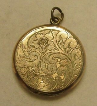 Antique Victorian Gold Filled Engraved Round Locket W/monogram 1 "