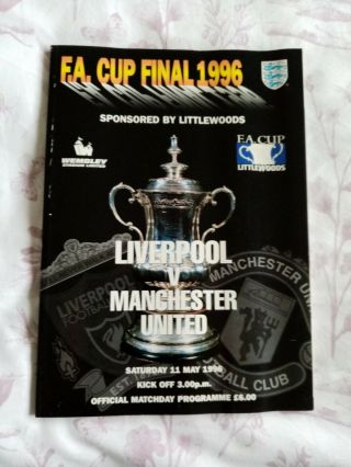 Liverpool V Manchester United 11/5/1996 Fa Cup Final Nr Mint/bargain/rare