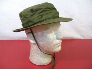 Vietnam Us Army Og - 107 Green Poplin Jungle Boonie Hat Sz 6 3/4 Dtd 1967 Rare