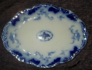 Antique 12 " Flow Blue Platter Brazil Pattern By Wh Grindley Rare