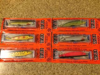 Rare 1975 Muskie Catsas - S Lure In Bubble Package 6 Pack Different Colors Rare