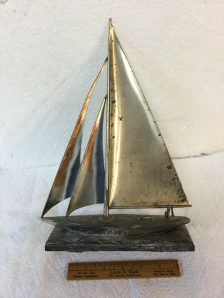 Rare Large Antique Jennings Brothers Jb 446 Sailboat Doorstop Statue Not Bookend