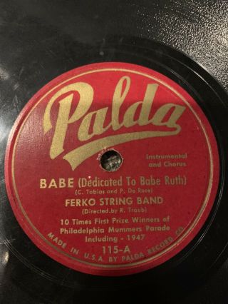 78 Rpm - Baseball - Babe Ruth - Rare - Ferko String Band - Take Me Out Ballgame