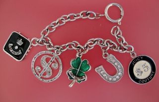 Rare Juicy Couture Las Vegas Lucky Charm Bracelet Clover Leaf Horseshoe Dollar
