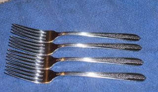 Set Of 4 Vintage Oneida " Royal Rose " Dinner Forks Nobility Plate