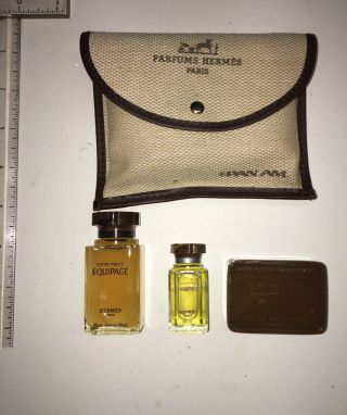 Rare Authentic Hermes Perfume And Travel Bag /1960’s Era Pan Am Promotion