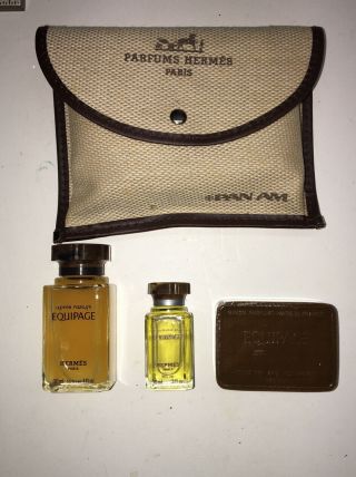 Rare Authentic Hermes Perfume and Travel Bag /1960’s Era Pan Am Promotion 2