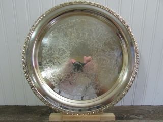 Oneida Usa 12 " Round Silver Plate Serving Tray - Plate Etched Center