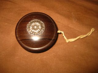 Antique Early Victorian Wooden Rose Wood & Sterling Silver Yo - Yo Very Rare