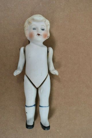 Vintage Porcelain Bisque Jointed Baby 6 " Doll Figure Wire Joint Made In Japan