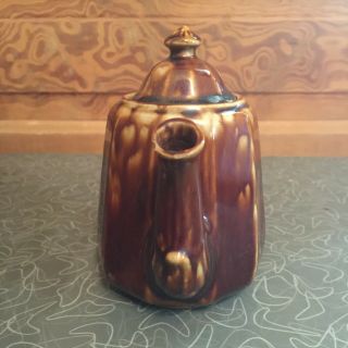 Antique Yellow Ware Pottery Teapot Mottled Spots 2