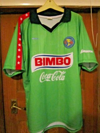 Rare Retro Club America Football Shirt,  Mexico,  Xl,  Corona,  Bimbo,  Coca Cola,  Green