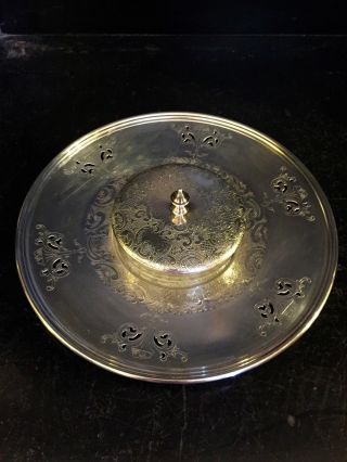 Vintage Pierced Primrose Silver Plate E.  P.  Copper Horsdoeuvres Platter And Dish