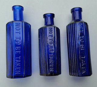 Antique Cobalt Blue Poison Bottle Apothecary Chemist Medicine 3