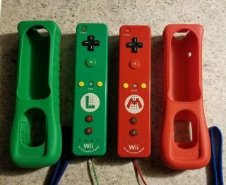 Authentic Nintendo Mario & Luigi Wii Remote Motion Plus Controllers Rare