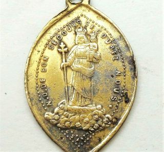 Saint Anthony & Our Lady Of Good Help - Rare Antique Medal Pendant