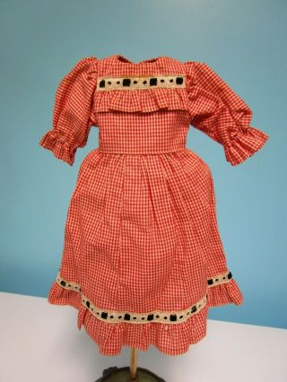 Vintage Red/white Check Gingham Small Doll Dress