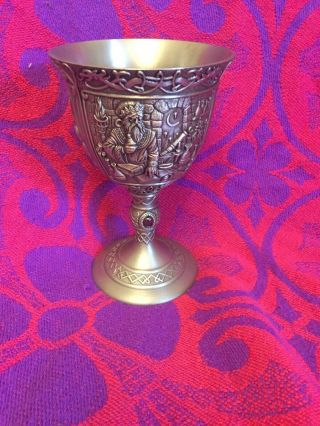 Vintage Retro Rare ‘merlin’ Pewter Heavy Goblet/glass/cup (poss Franklin Mint?)