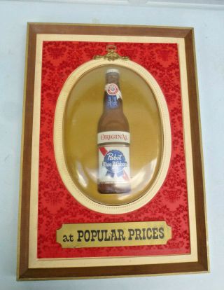 Rare Vintage Pabst Blue Ribbon Beer 3d Sign Bottle Figure “at Popular Prices”