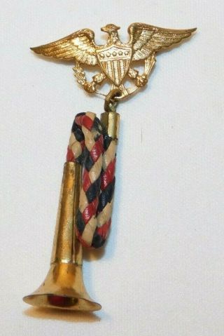 Rare World War 2 Us Army Musician Trumpet Home Front Sweetheart Pin