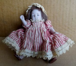 Antique Small Jointed Bisque Ceramic Doll Made In Germany
