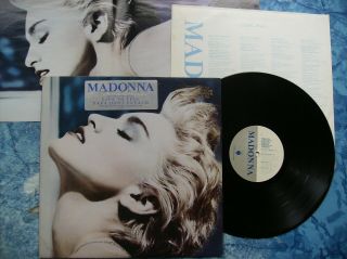Rare Madonna True Blue Lp Orig 1986 Promo W/ 1st Hype Sticker,  Poster,  Lyrics