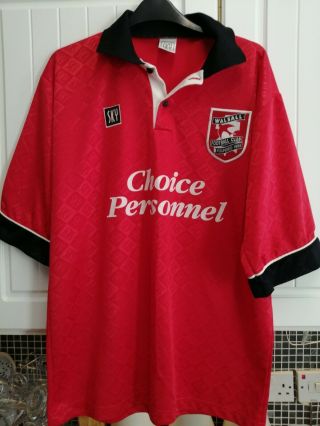 Vintage Walsall Football Shirt 1995 - 96 Home Jersey Medium Mens Rare Top