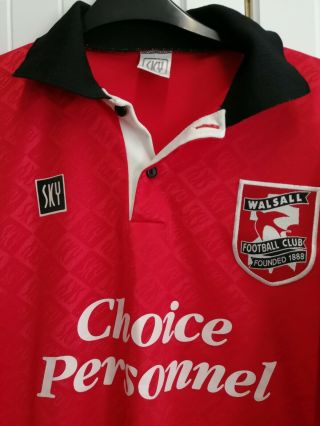 Vintage Walsall Football Shirt 1995 - 96 Home Jersey Medium mens Rare Top 2