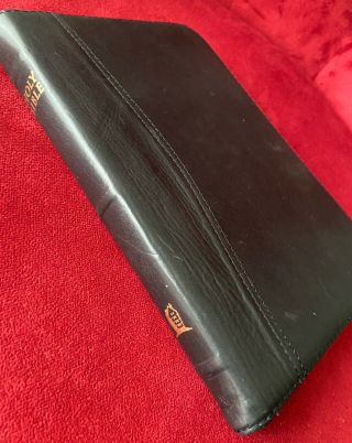 Rare 2008 Nkjv Black 3 - Piece Calfskin Leather Ultraslim Holy Bible Thomas Nelson