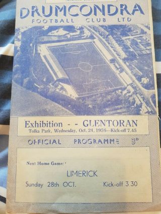 Drumcondra V Glentoran 1956 Rare Friendly