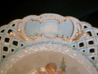 Antique English Reticulated Porcelain Plate CHERUBS Late 19th Century Blue 3