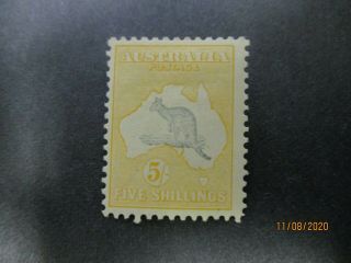 Kangaroo Stamps: 5/ - Yellow C Of A Watermark - Rare - (k80)