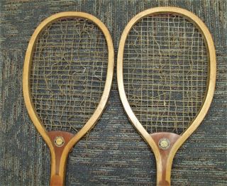 Antique Pair 1905 A.  G.  Spalding & Bros Greenwood Wood Tennis Rackets