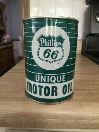 Vintage Phillips 66 Unique Motor Oil Aluminum Can Quart Advertising X - Rare Emp
