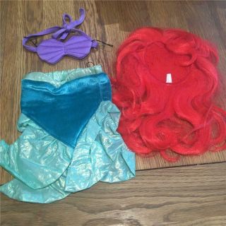 Build A Bear Factory Rare & Htf Disney Ariel The Little Mermaid Outfit & Wig