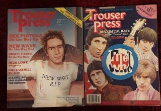 Trouser Press Two Rare Magazines - The Sex Pistols 1977,  The Who 1982 (2).