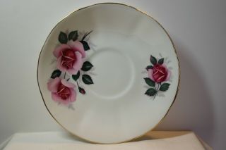 Queen ' s Tea Cup & Saucer Dark & Light Pink Roses Rosina China Co.  England 2