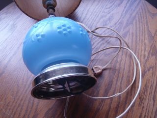 RARE VINTAGE MID - CENTURY CABINET BLUE LAMP,  FIBERGLASS LAMP SHADE 3
