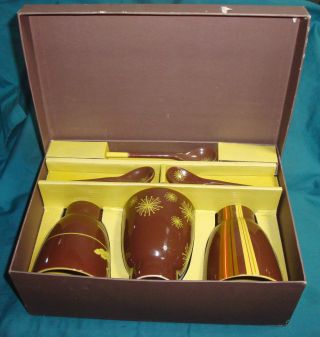 Alinéa Fine Porcelaine Porcelain 3 - Mazagran Coffee Cups With Spoons Box French