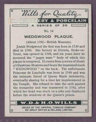 1792 Wedgewood Jasper Ware Princesse De Lamballe Plaque 1930s Trade Ad Card 2