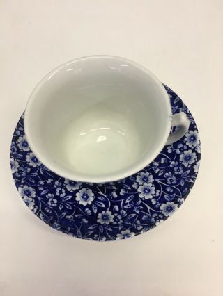 England Tea Cup & Saucer Set Blue White Flowers VTG 2
