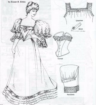 16 " Antique French Fashion Lady Doll@1890 - 1910 Dress/train Underwear Shoe Pattern