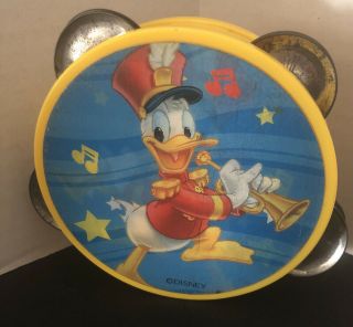 Vintage Rare Walt Disney Donald Duck Metal Toy Tamborine - Magic Motion - 1960’s?