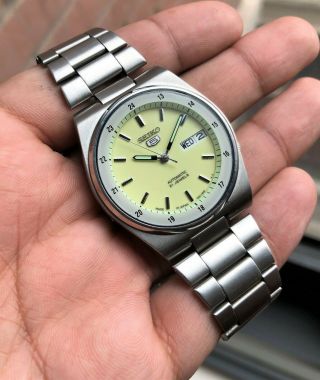Seiko 5 Snxx51 Full Lumed Stunning Green Dial Rare Vintage 7s26 Automatic Rare