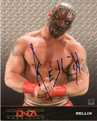 Rellik Rare Hand Signed Autograph Official Tna 10x8 Promo Photo Card W Proof