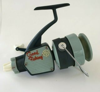 Rare Retro Vintage Fishing Reel " Good Fishing " Ap Pat Pending Teal Green