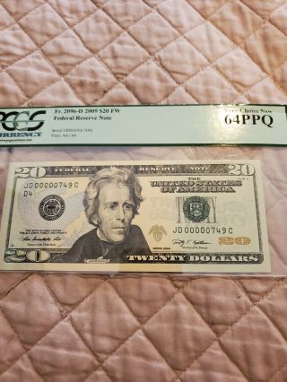 - Very Rare - 2009 $20 Dollar Bill Low Serial Number 00000 Very Choice 64