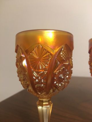 Antique/Imperial Diamond Ring Marigold Carnival Glass Cordial Glasses Set Of 3 3